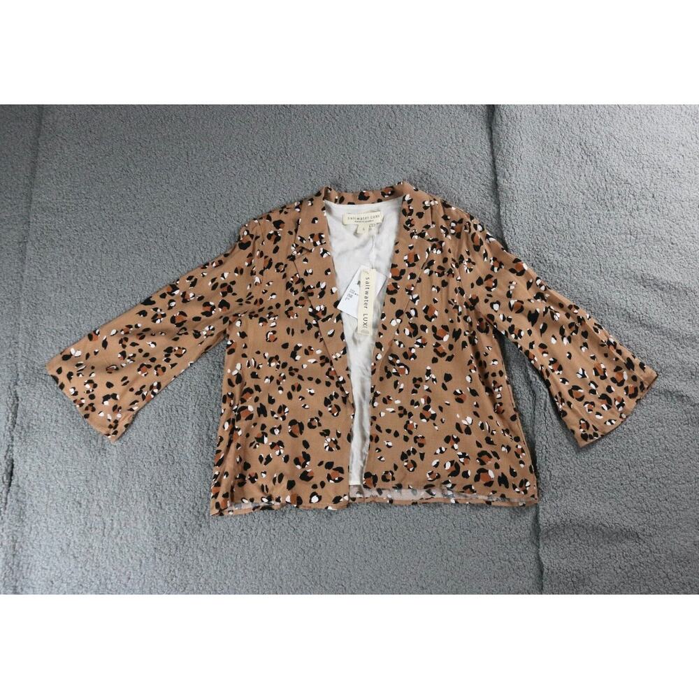 New Saltwater Luxe Womens Small Leopard Print Jacket Animal Print